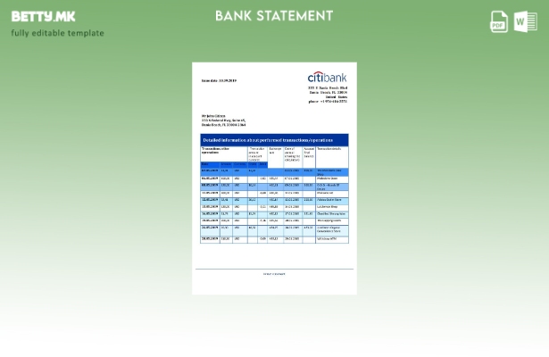 Модерен стил шаблон за збор за извод од банка за доказ за адреса на Хонг Конг Ci
